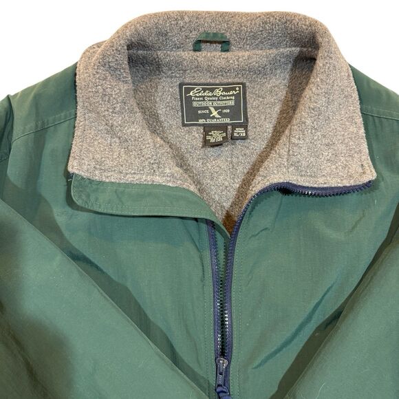 Vintage Eddie Bauer Polartec Lined Nylon Jacket XL Forest/Hunter Green - Picture 4 of 16